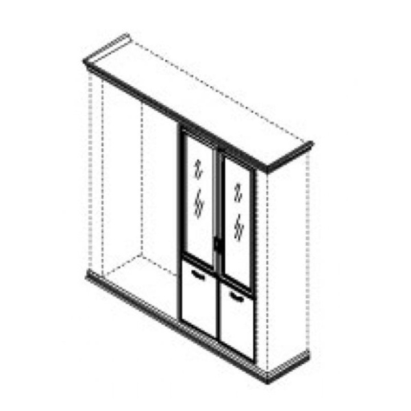 Комплект комбинированных дверей на одну секцию Porto (ДСП/стекло, орех)