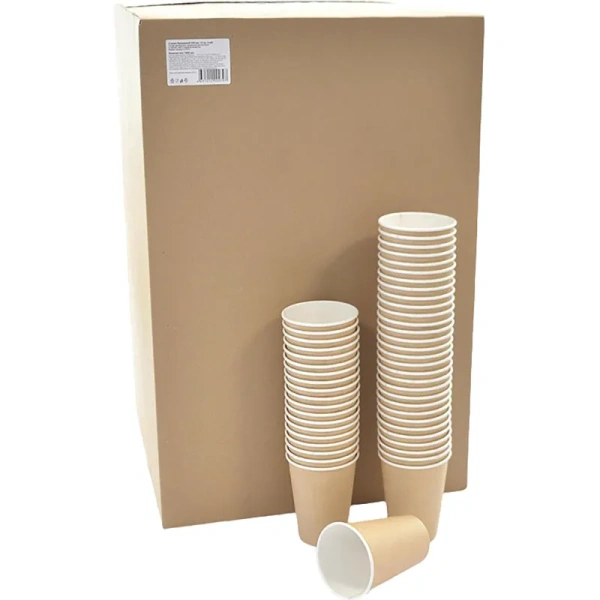Стакан одноразовый бумажный 350/400 мл коричневый 1000 штук в упаковке