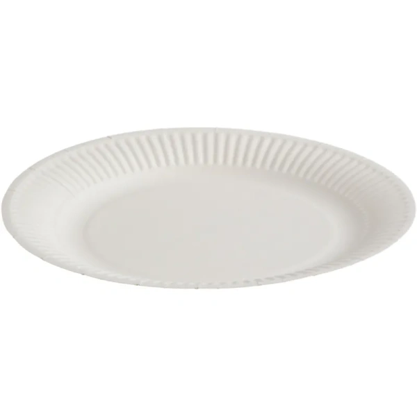 Тарелка одноразовая бумажная Комус Эконом 180 мм белая 500 штук в  упаковке