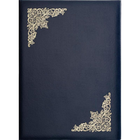 Папка адресная А4 бумвинил синяя (с виньеткой)