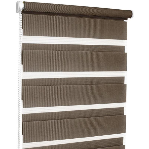 Рулонная штора Ролло День-Ночь полиэстер коричневая (43х170 см)