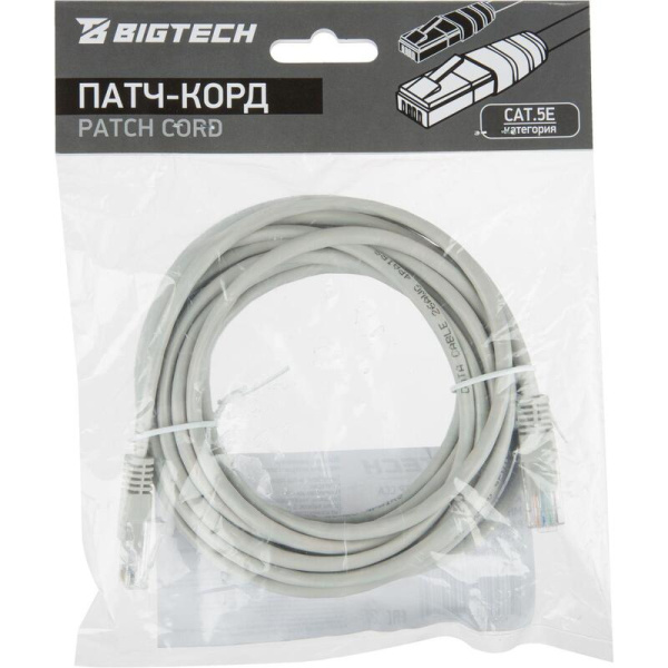 Патч-корд витая пара BigTech OPCC005 UTP CCA cat 5e 5 м