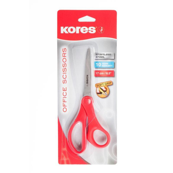 Ножницы Kores Softgrip (170 мм, с пластиковыми прорезиненными анатомическими ручками)