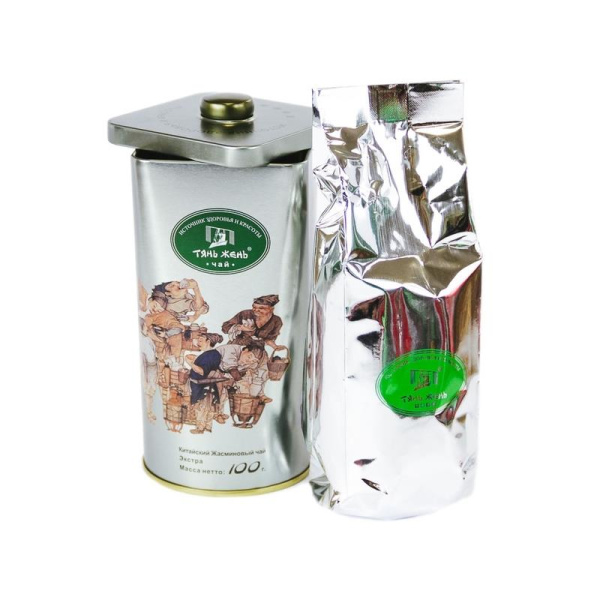 Чай подарочный Тянь Жень Экстра листовой зеленый с жасмином 100 г
