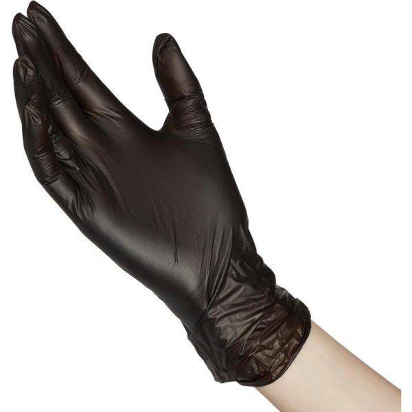 Перчатки одноразовые универсальные виниловые Aviora нестерильные  неопудренные размер L (8-9) черные (50 пар/100 штук в упаковке)