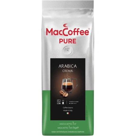 Кофе в зернах MacCoffee PURE Arabica Crema арабика 100% 1 кг (пакет)