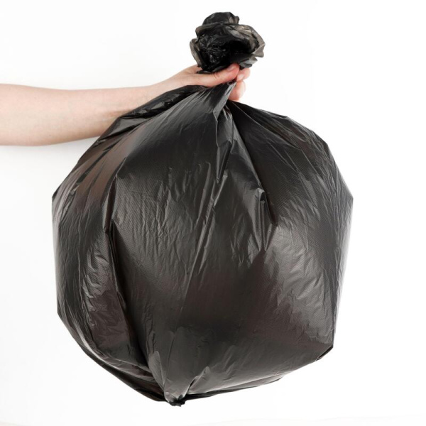 Мешки для мусора на 60 л черные (ПНД/ПВД, 12 мкм, в рулоне 30 штук 50х60  см)