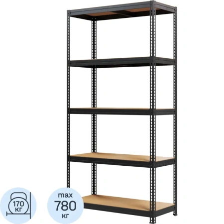 Стеллаж металлический Металл-Завод чёрный 5 полок 900x400x1800 мм