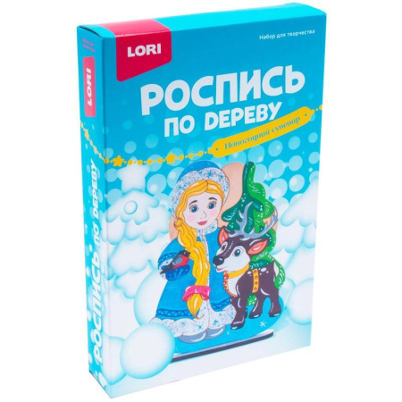 Роспись по дереву Lori Снегурочка с оленем игрушка-сувенир