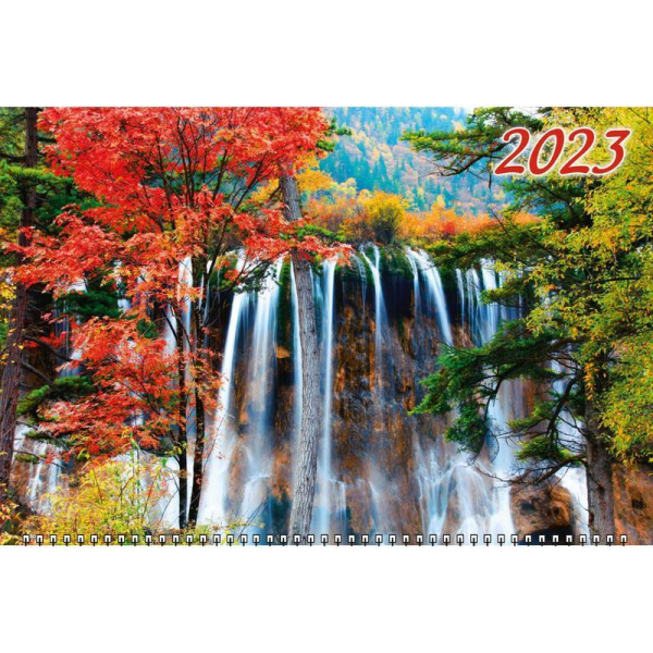 Календарь квартальный трехблочный настенный 2023 год Водопад (310х685   мм)