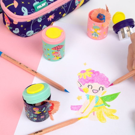 Точилка для карандашей Milan Fairy tale с контейнером пластиковая Точилка для карандашей Milan Fairy tale с контейнером пластиковая