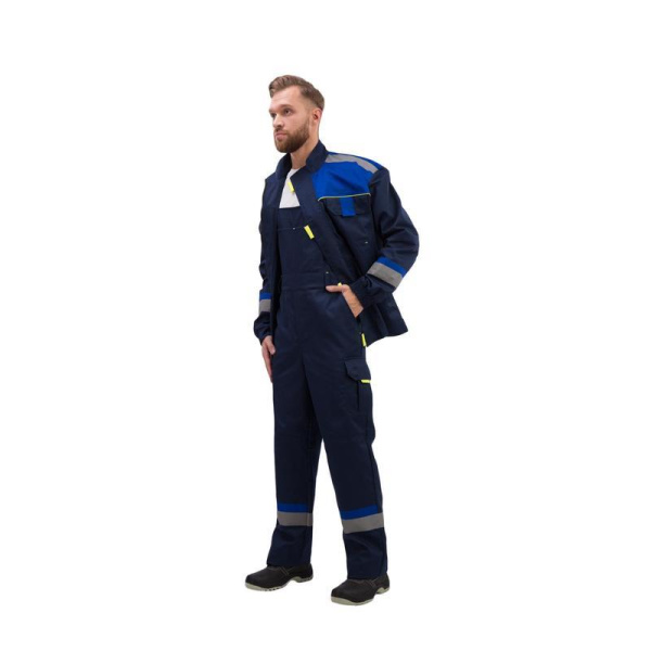 Полукомбинезон рабочий летний мужской л24-ПК с СОП синий (размер 52-54, рост 182-188)