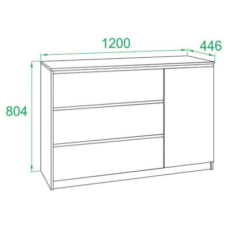 Комод Сокол Т-3р (белый, 1200х446х804 мм)