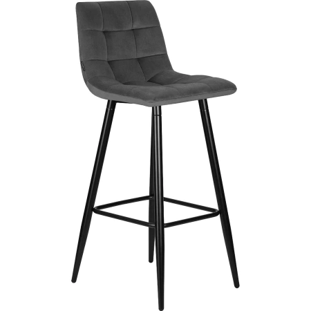 Стул барный Dobrin Nicole тёмно-серый/чёрный (велюр/металл)