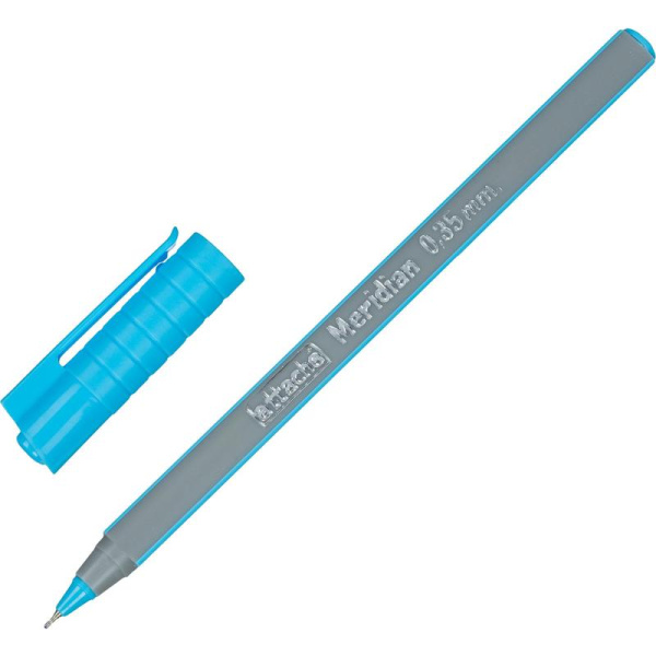 Уценка. Ручка шариковая Attache Meridian синяя корпус soft touch  (серо-голубой корпус, толщина линии 0.35 мм)