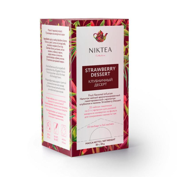 Чай Niktea Strawberry Dessert фруктовый 25 пакетиков