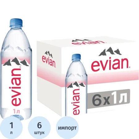 Вода минеральная Evian столовая негазированная 1 л