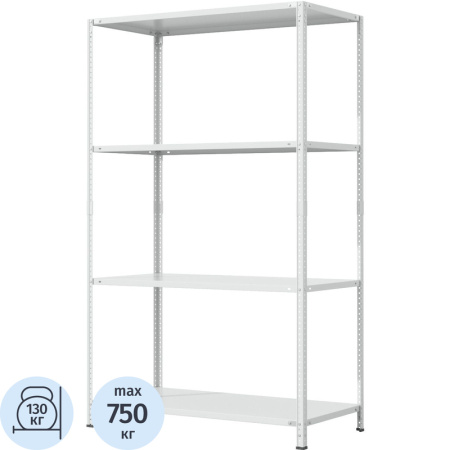 Стеллаж металлический ГТС Лайт серый (4 полки, 1200х600х2000 мм)