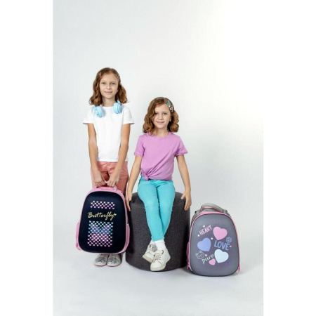 Ранец №1 School Easy Butterfly анатомический розовый с одним отделением