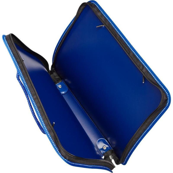 Папка-портфель пластиковая А4 синяя (270x350 мм, 1 отделение)