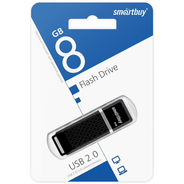 Флеш-память USB 2.0 8 ГБ Smartbuy Quartz (SB8GBQZ-K)