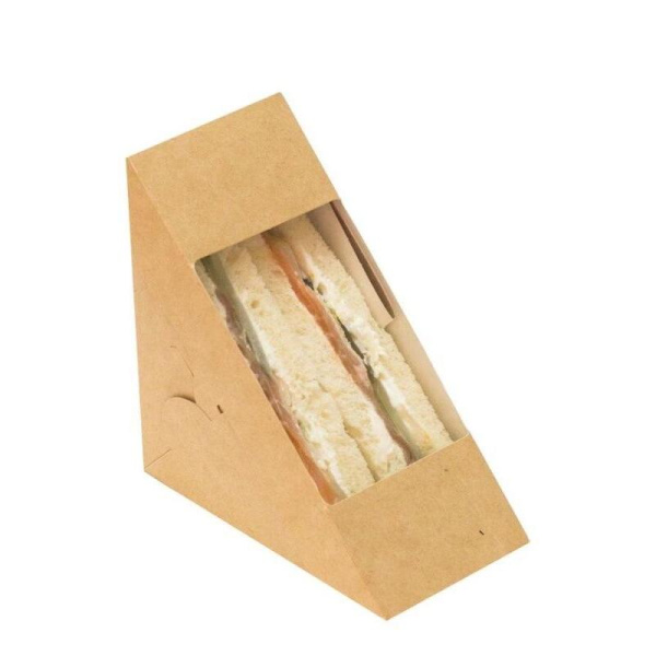 Контейнер бумажный OSQ Sandwich 70 126х126х71 мм, крафт с окном 600штук  в упаковке