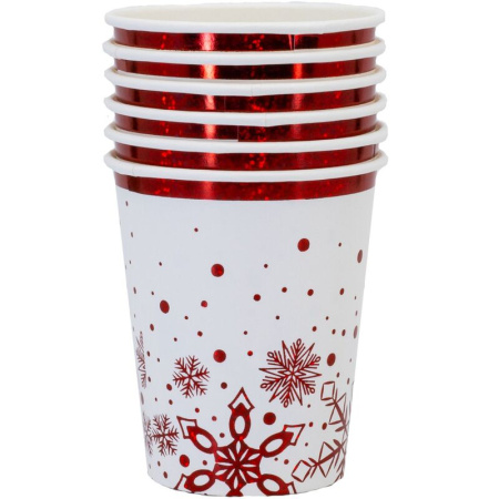 Набор стаканов одноразовых Снежные Искры 250 мл (6 штук в наборе)