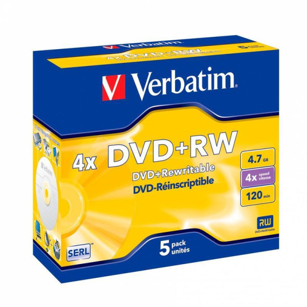 Диск DVD+RW Verbatim Serl Matt Silver 43229