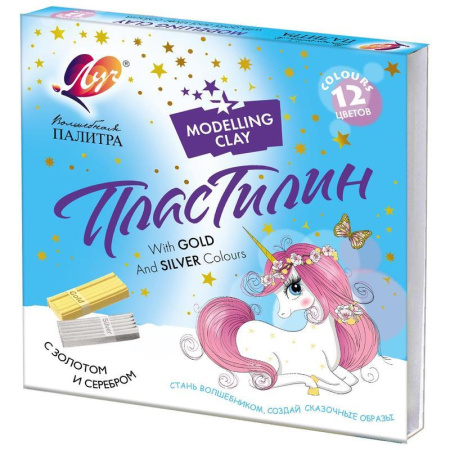 Пластилин классический Луч Волшебная палитра 12 цветов со стеком 230 г