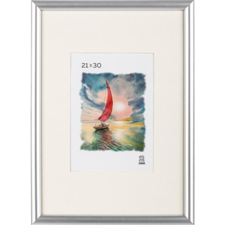 Рамка с паспарту Зебра А4 21x30 см пластиковый багет 14 мм серебристая