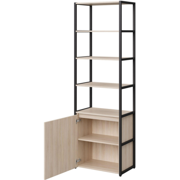 Стеллаж для документов Easy to lead K-Loft 241H026 дуб  скандинавский/чёрный 670х400х2105 мм