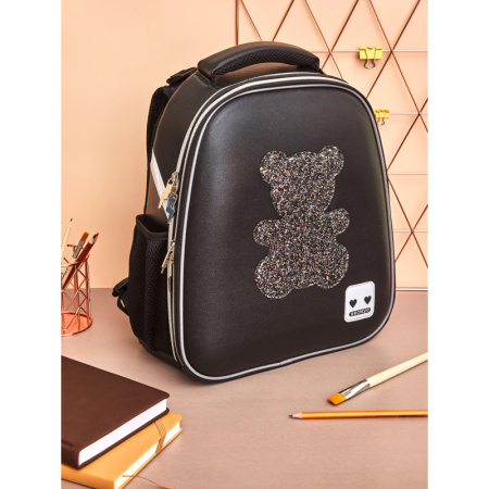 Ранец Комус Класс Basic Медвежонок анатомический чёрный с двумя  отделениями