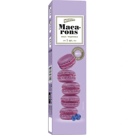 Пирожное Акульчев Макарон миндальное со вкусом черники 60 г