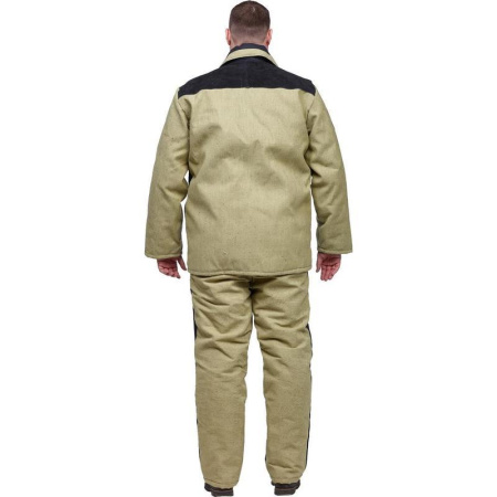 Костюм сварщика брезент-спилок утепленный хаки/черный (размер 56-58, рост 170-176)