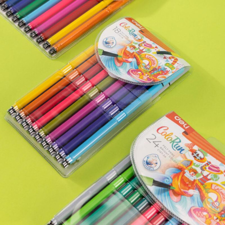 Фломастеры Deli EC157-12 12 цветов смываемые с вентилируемыми колпачками