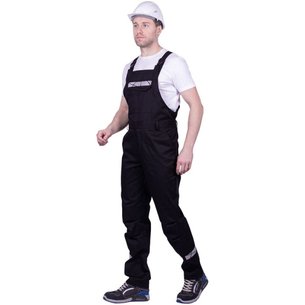 Полукомбинезон рабочий летний мужской Стронг с СОП чёрный (размер  96-100, рост 182-188)
