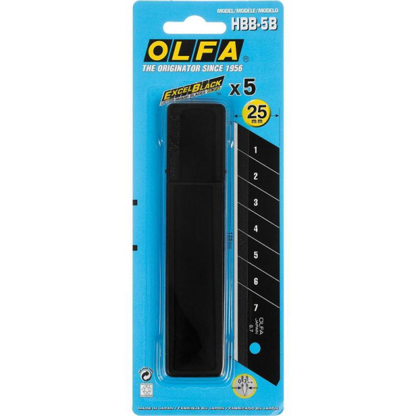 Лезвия сменные для строительных ножей Olfa Black Max OL-HBB-5B 25 мм  сегментированные (5 штук в упаковке)