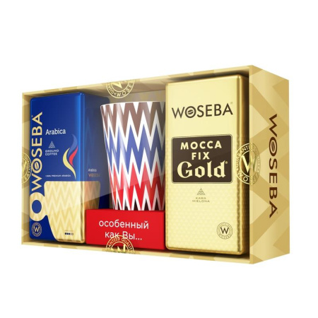Кофе молотый Woseba Arabica 250 г, Кофе Woseba Mocca 250 г + кружка  (промоупаковка)
