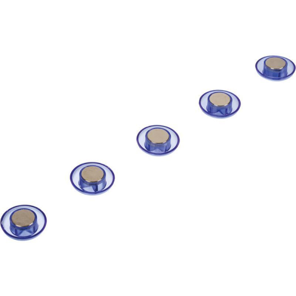 Магниты для досок (диаметр 30 мм, 5 штук в упаковке) для стеклянных досок прозрачный синий Глобус