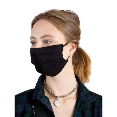 Маска защитная многоразовая текстильная черная (10 штук в упаковке) Маска защитная многоразовая текстильная черная (10 штук в упаковке)