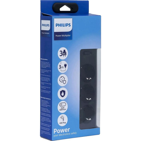 Сетевой фильтр Philips CHP2135BB/51 на 3 розетки 3 метра