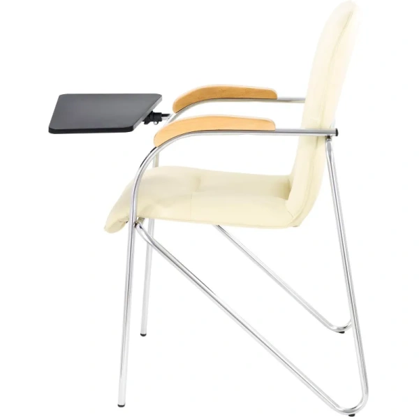 Конференц-кресло Easy Chair Samba CH бежевое/бук (экокожа,  металл  хромированный)