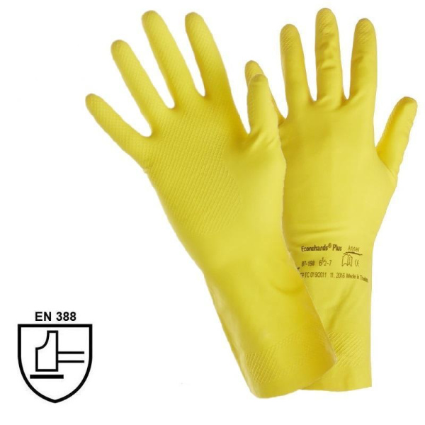 Перчатки КЩС Ansell AlphaTec Эконохэндс 87-190 латекс желтые (размер 8, M)