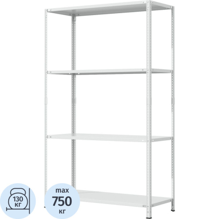 Стеллаж металлический ГТС Лайт серый (4 полки, 1200х500х2000 мм)