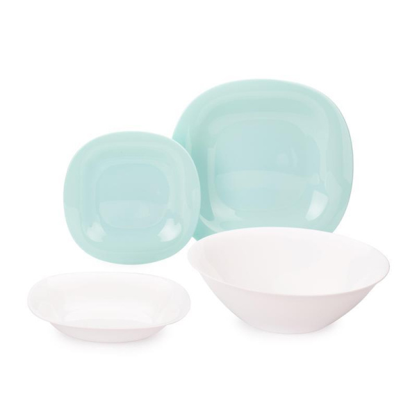 Набор столовой посуды на 6 персон Luminarc Карин Лайт Тюркуаз 19  предметов стекло белый/голубой (P7627)