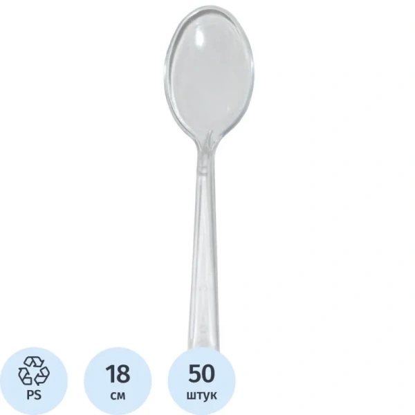 Ложка одноразовая Комус Эконом прозрачная 180 мм 50 штук в упаковке Ложка одноразовая Комус Эконом прозрачная 180 мм 50 штук в упаковке