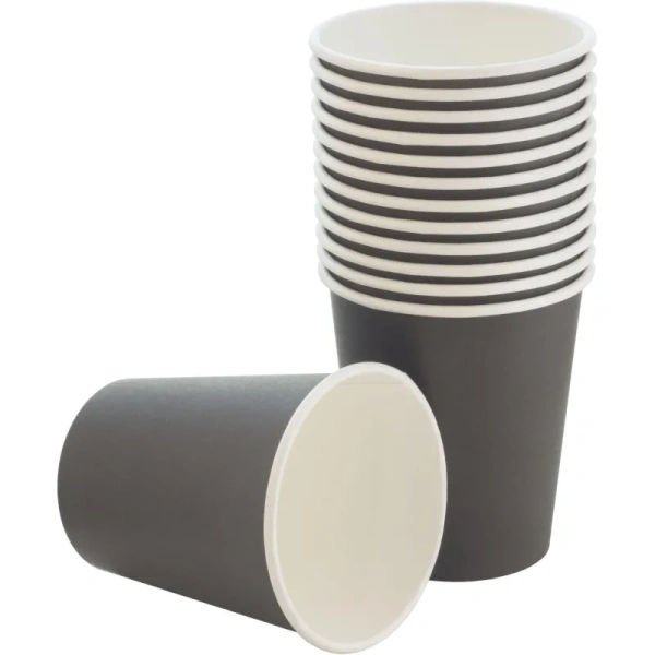Стакан одноразовый бумажный 250 мл черный 75 штук в упаковке Комус Эконом