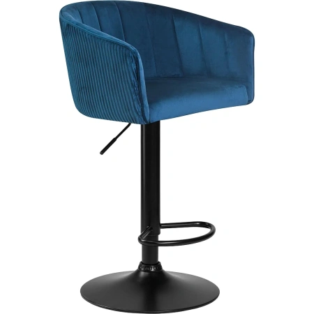 Стул барный Dobrin Darcy black синий/чёрный (велюр/металл)