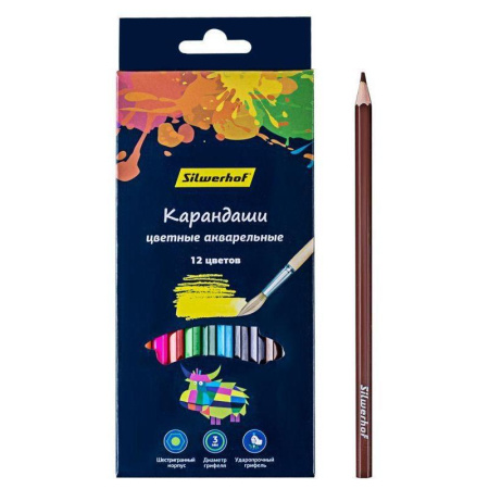 Карандаши акварельные Silwerhof 12 цветов шестигранные Карандаши акварельные Silwerhof 12 цветов шестигранные