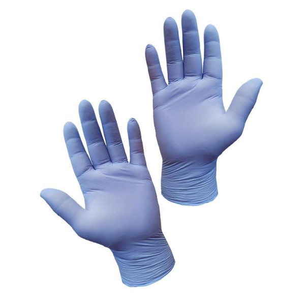 Перчатки одноразовые Hongray нитриловые неопудренные фиолетовые (размер  M, 100 штук/50 пар в упаковке)